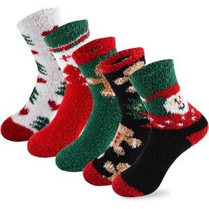 New 5 Pairs Wool Socks for Women - Cute Fuzzy Warm Colorful Crew Socks